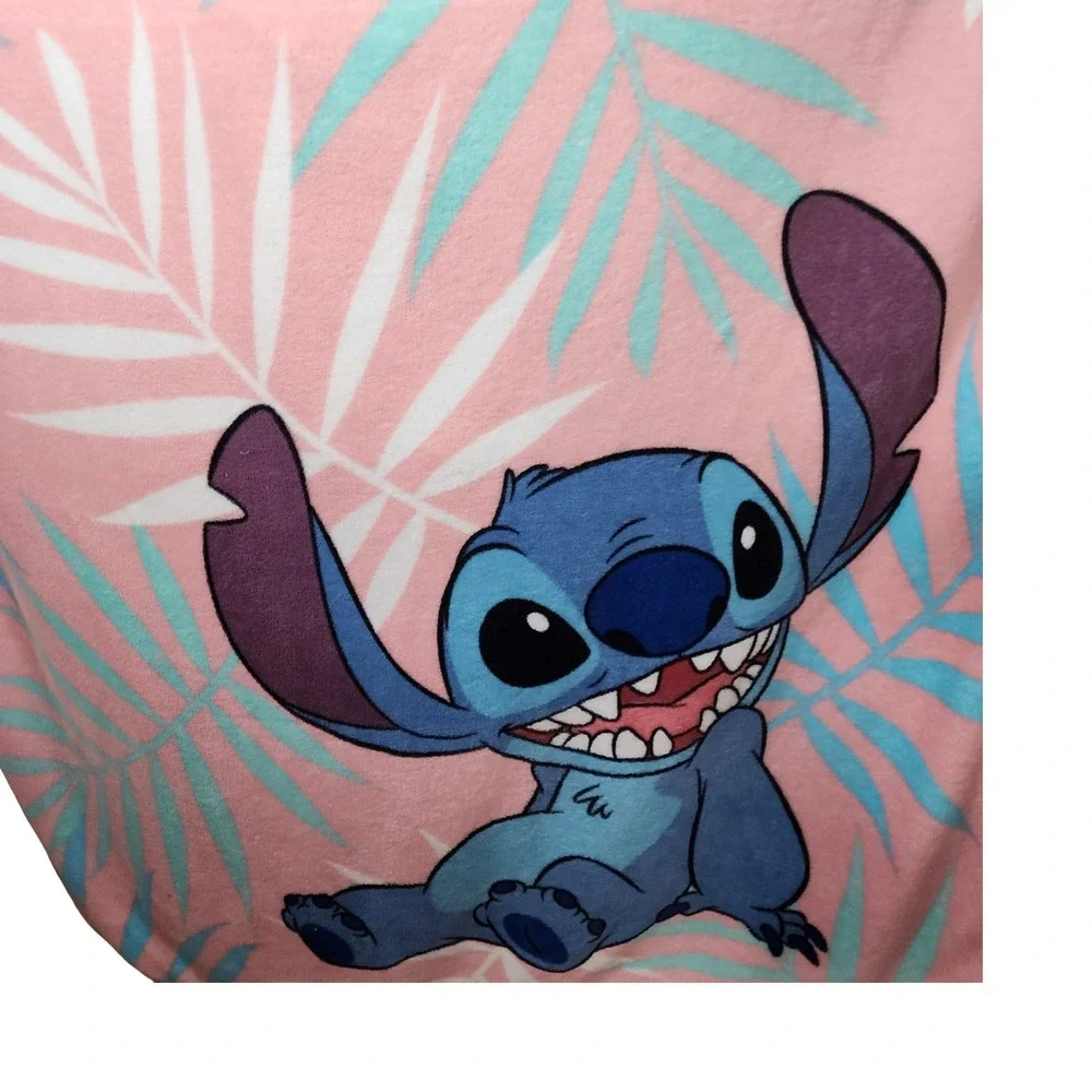 Disney Lilo & Stitch Pink Tropical Palm Leaf‎ Fleece Throw Blanket 44x57 RN18389